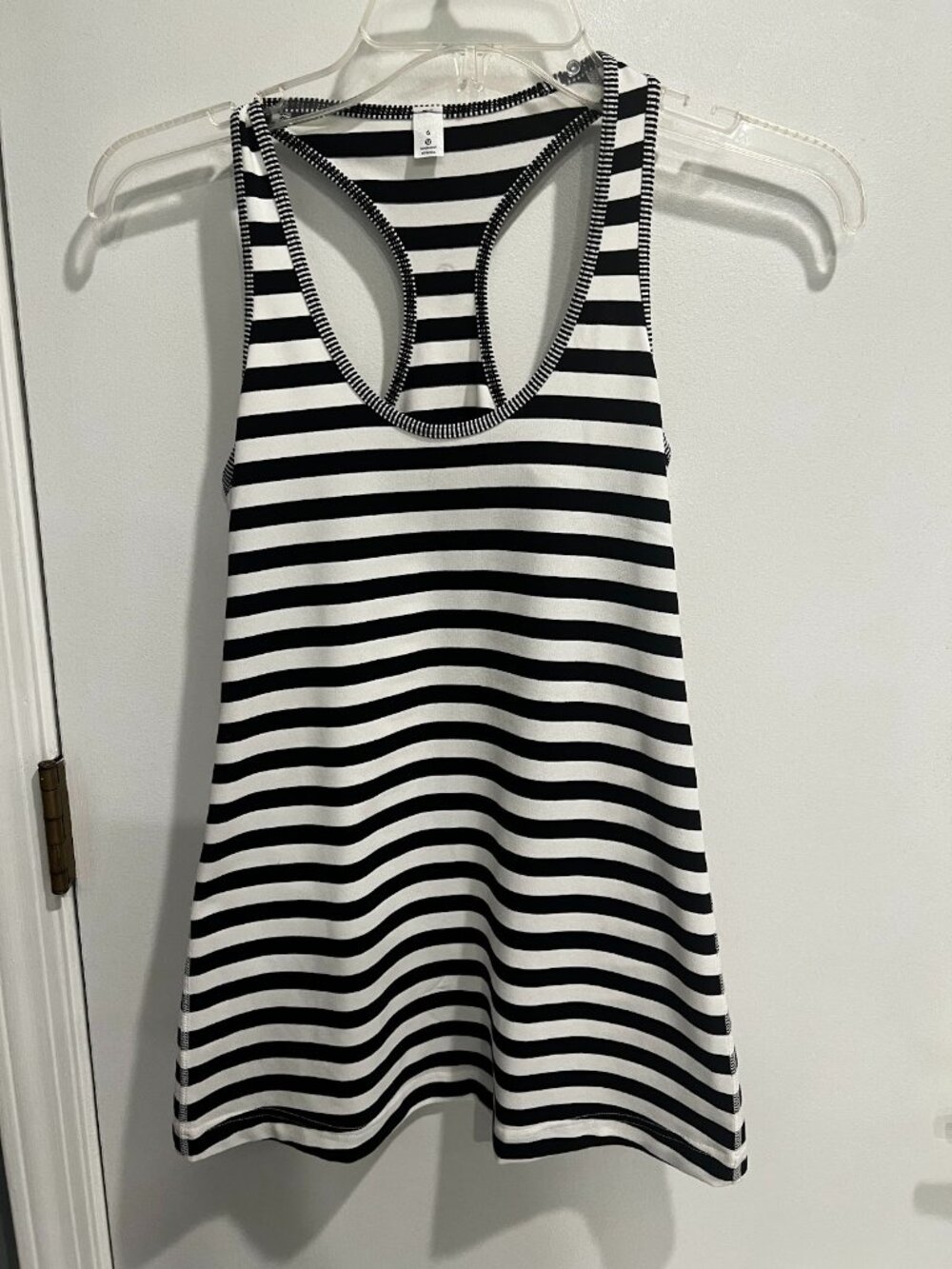 Lululemon Black/White Striped Racerback Tank - Size 6